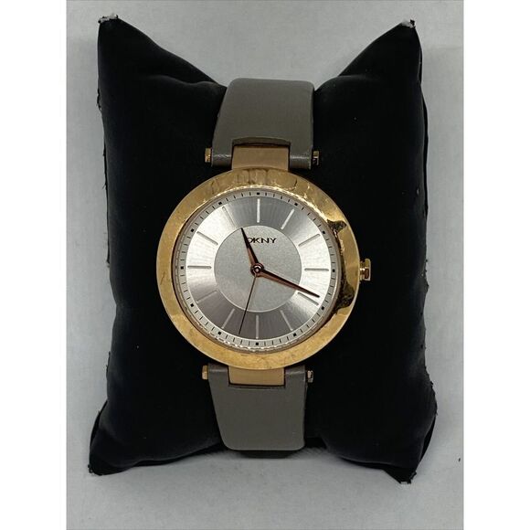 DKNY Stanhope NY-2296 Women's Grey Leather Analog Dial Quartz Wrist Watch MP798 - Picture 1 of 12